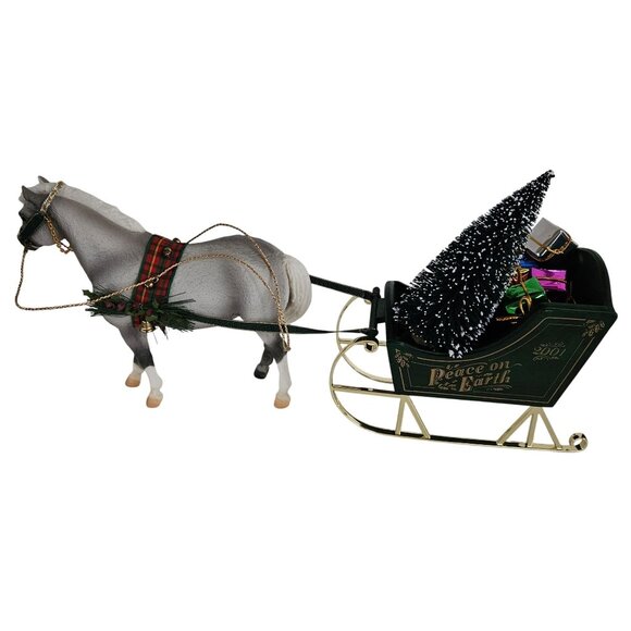 Vintage Breyer Horse & Sleigh Christmas Decoration Set "Peace On Earth" 2001 - Picture 2 of 7